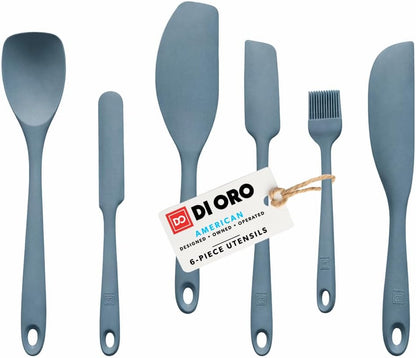 All New DI ORO 6-Piece Silicone Spatula Set - Rubber Kitchen Utensils for Baking, Cooking & Mixing - Heat-Resistant 600°F BPA Free Spatulas for Nonstick Cookware - Dishwasher Safe (Black)