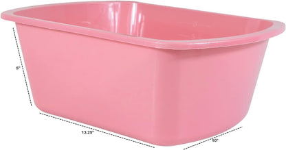 Vakly Wash Basin 7-Quart [2 Pack] Pink – Rectangular Plastic Tub with Graduated Markings, Small Portable Soaking Basin for Face Washing, Foot Bath, Laundry & Bedside Care
