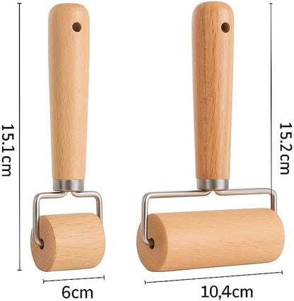 2 PCS Rolling Pin Mini, Small Wooden Pastry Roller for Pizza, Cookie, Dumpling, Tortilla, Non-Stick Surface with Comfort Grip Handle