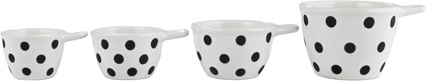 Creative Co-Op Ceramic Measuring Cup, Set of 4, Black and White