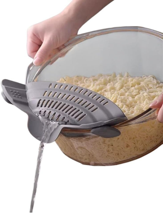 Silicone Clip-On Strainer Anti-Spill Pasta Vegetable Colander Food-Grade High Temperature Resistance Kitchen Gadgets