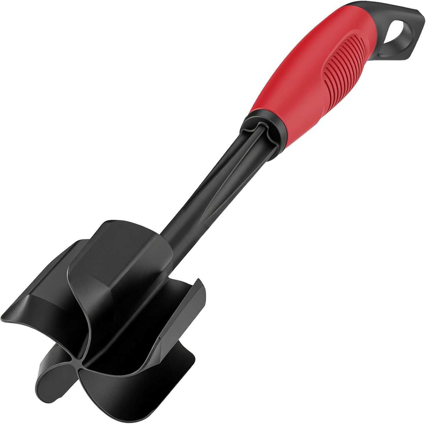 Ourokhome Meat Chopper and Potato Masher, Heat Resistant Nylon Ground Beef Smasher for Hamburger, 5 Curved Blades Nonstick Mixer & Stirrer, Practical Kitchen Gadgets, Black