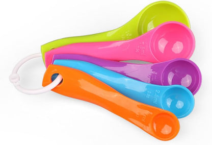 5 in 1 White Plastic 1g 2.5g 5g 10g 15g Measuring Spoons Set Kitchen Baking Tools