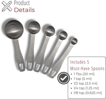 husMait Stainless Steel Measuring Cups & Spoons - 10 Piece Heavy Duty Measuring Cups & Spoons Set for Dry Foods, Spices or Liquids