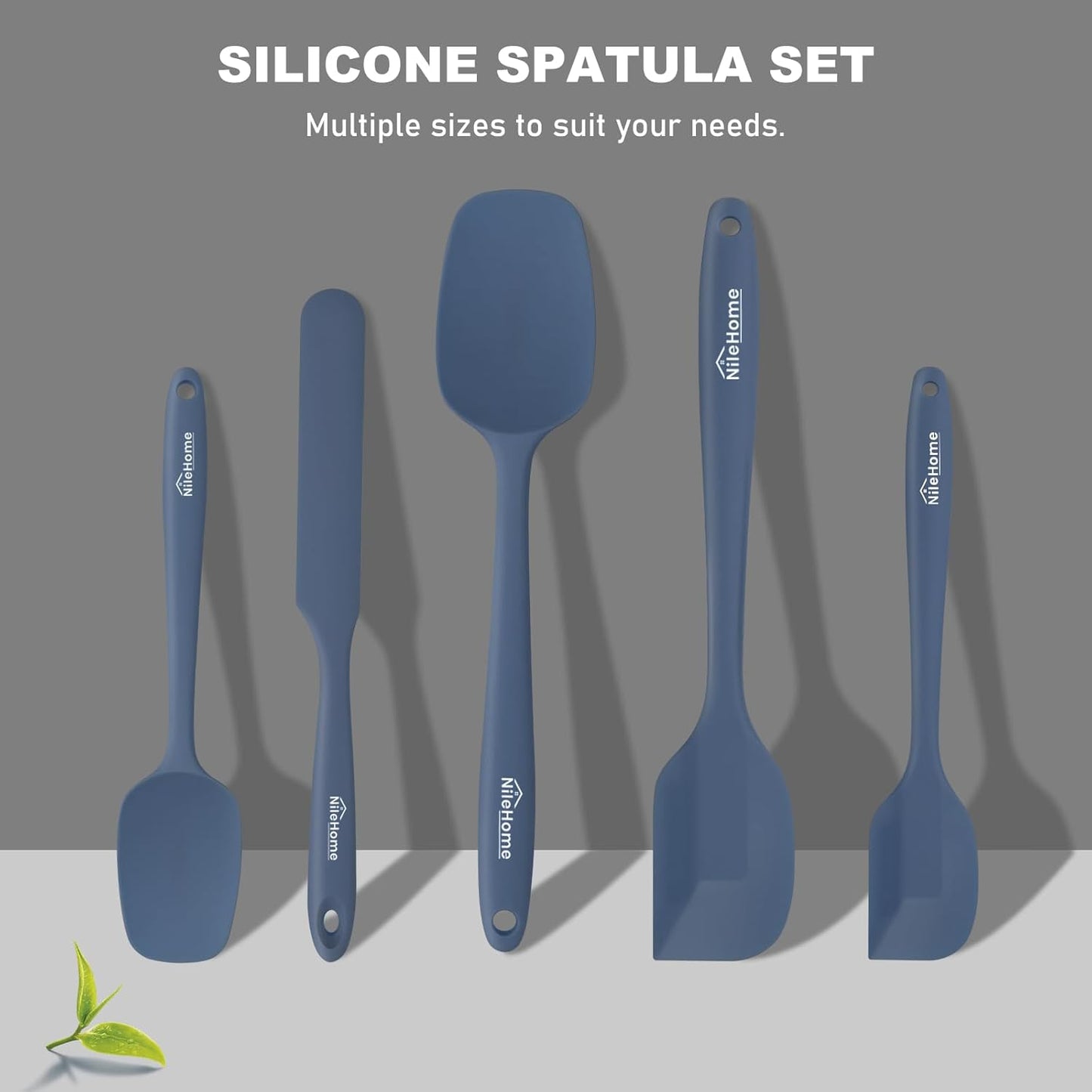 NileHome Silicone Spatula Set, 5 Pieces Food Grade Kitchen Utensils with Silicone Brush Heat Resistant BPA-free Rubber Spatula for Scraping, Baking, Cooking, Mixing—Black