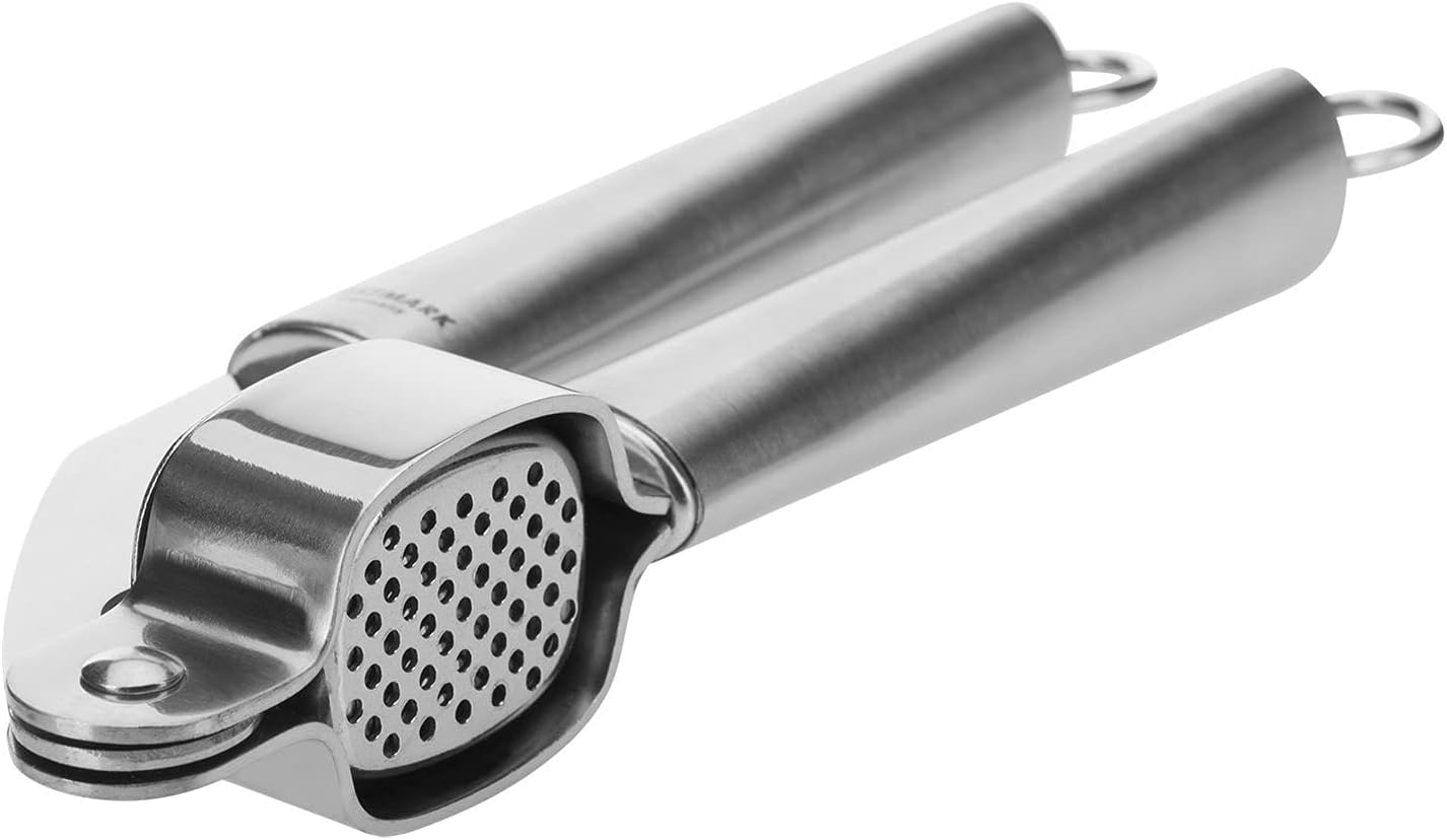 Westmark Germany Multipurpose Garlic Press with Olive Pitter, Nutcracker and Fish Scaler (Grey)