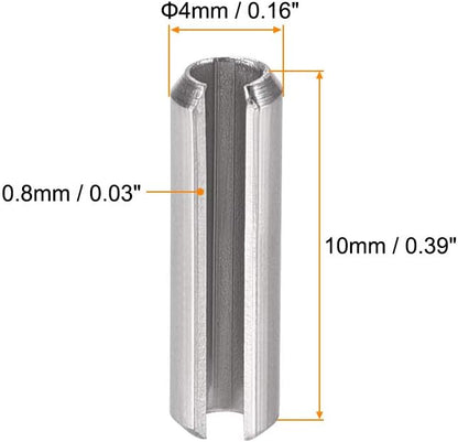 uxcell Slotted Spring Pin - M4 x 30mm 304 Stainless Steel Split Spring Roll Dowel Pins Plain Finish 20Pcs