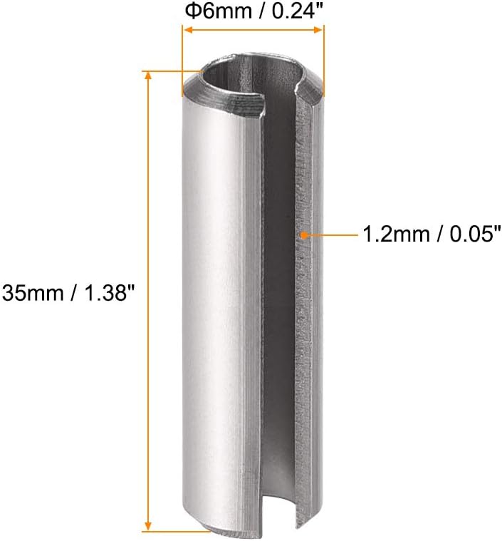 uxcell Slotted Spring Pin - M4 x 30mm 304 Stainless Steel Split Spring Roll Dowel Pins Plain Finish 20Pcs