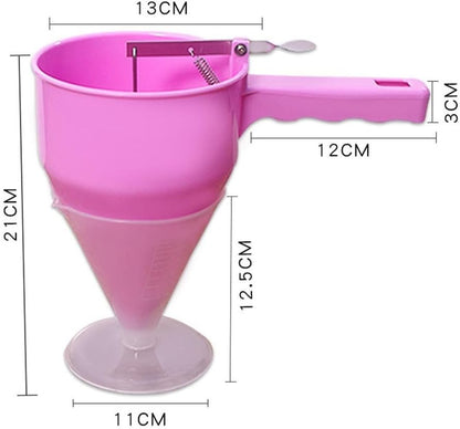 ABS Batter Dispenser Funnel with Plunger for Pancakes, Waffles, Cupcakes, Muffins, Crepes, Takoyaki Balls and Chocolate, Precise Baking Tool for Home Kitchens and Bakeries, Dishwasher Safe, White(A)