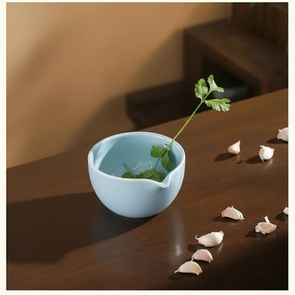 Lacfinsien Herb Stripper Bowl and Garlic-Onion-Ginger Grater, Pottery Herb Stripper, Food Prep & Dip Bowl