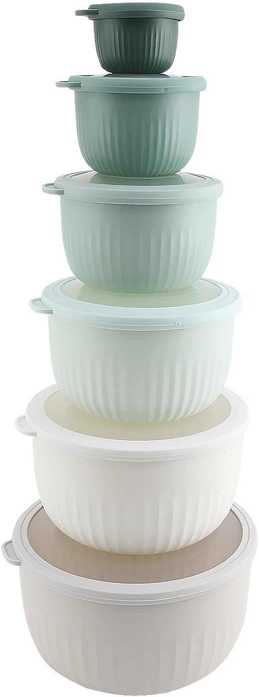COOK WITH COLOR Prep Bowls with Lids- Wide and Deep Nesting Plastic Small Mixing Bowl Set with Lids, 8 Piece Set - Wide Bowls, Blue
