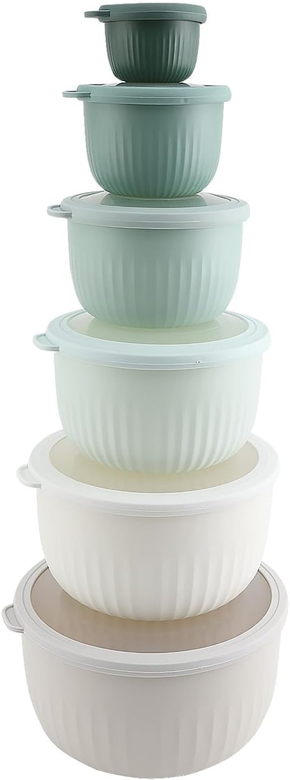 COOK WITH COLOR Prep Bowls with Lids- Wide and Deep Nesting Plastic Small Mixing Bowl Set with Lids, 8 Piece Set - Wide Bowls, Blue