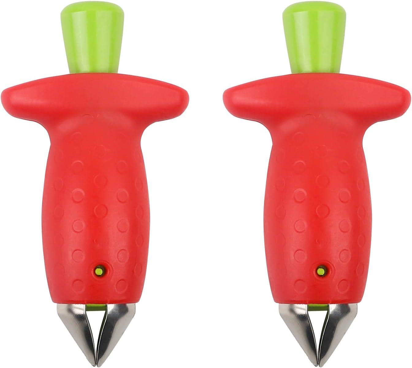 Original Stem Gem Strawberry Huller, Red/Green, quick Remove Strawberry Stem Tool,Kitchen Tools and picnic Gadgets,（2packs)