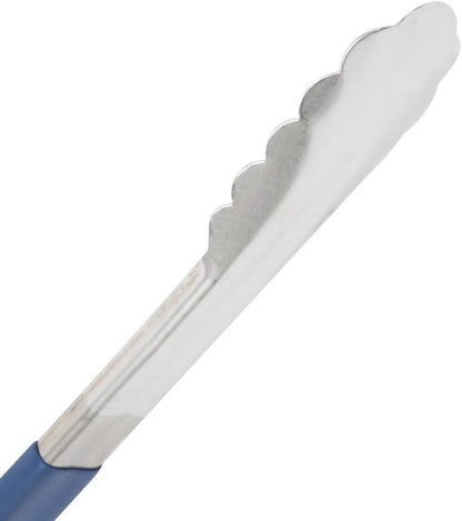 Vollrath 4781230 Jacob's Pride 12-Inch Scalloped Utility Tong (Stainless Steel, Kool-Touch Handle, Blue, NSF)