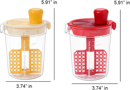 Salad Dressing Shaker Bottle, Salad Dressing Mixer Cup, Egg Liquid Mixing Cup, Manual Mixing Tool for kitchen,vinaigrette dressing bottle (Yellow)