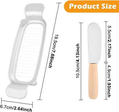 2 Pcs Butter Slicer Cutter, Aluminum Alloy Multipurpose Cheese Slicer with 2pcs Cheese Spreader, Handheld Butter Cutter Single Stick Makes Cutting Cheese, Butter, Eggs Into Average