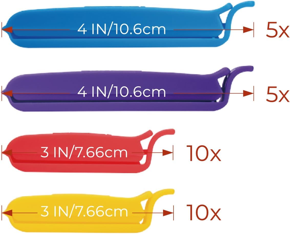 Keenpioneer Decorating/Icing Bag Sealing Clips, 60 Pack, Multipurpose for Food and Snack Storage, 3inch, 4inch and 6inch long