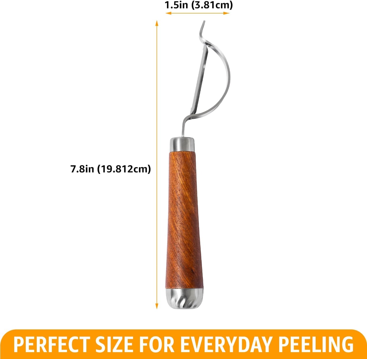 Stainless Steel Vegetable Peeler, Curved Ultra Sharp Blade with Rosewood Handle, Potato & Fruit Peeler with Eye Remover