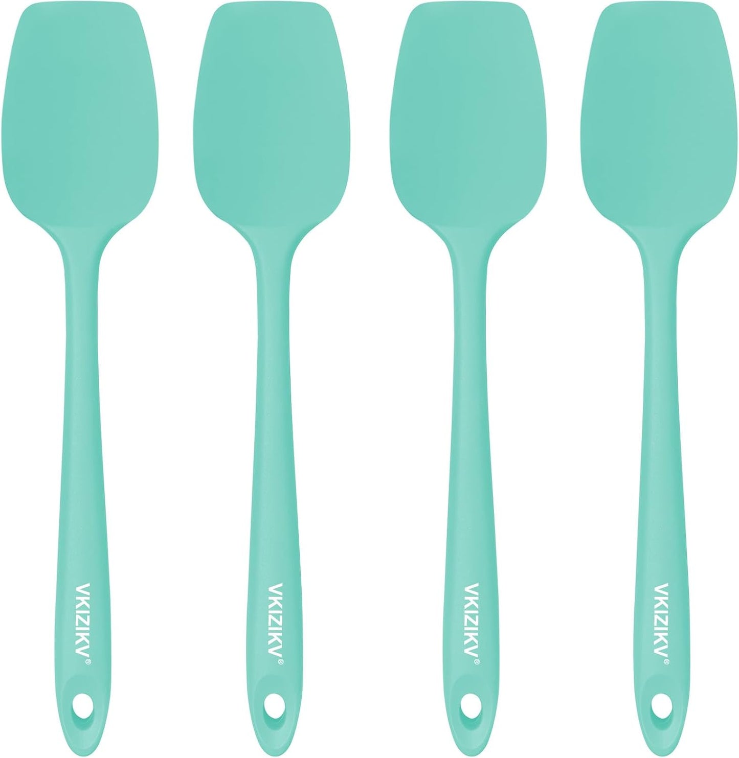 4 Pcs Silicone Spoon Spatula Set, 11.4 In, Food Grade Rubber Spatulas for Cooking, Baking, Mixing, 600°F Heat Resistant, Nonstick and Flexible Kitchen Utensils, Seamless Spoonula (Black)