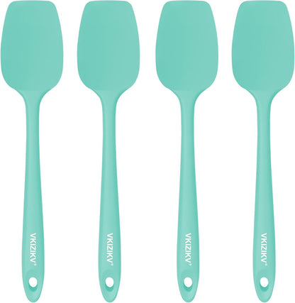 4 Pcs Silicone Spoon Spatula Set, 11.4 In, Food Grade Rubber Spatulas for Cooking, Baking, Mixing, 600°F Heat Resistant, Nonstick and Flexible Kitchen Utensils, Seamless Spoonula (Black)