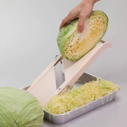 Japanese Mandoline Slicer for Kitchen, 5" Wide Stainless Steel Blade Mandolin Vegetable Cutter, Ivory