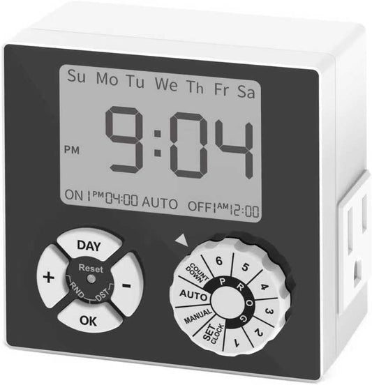 TiFFCOFiO Indoor Mechanical Outlet Timer, 3 Prong Timers for Electrical Outlets, 24-Hour Programmable Plug in Christmas Light Timer, ETL Listed (2 Pack)