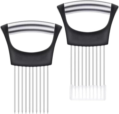 Large Onion Slice Holder, Stainless Steel Onion Cutter Lemon Slicer Vegetable Cutter, Vegetable Chopper Tomato Slicer Assistant Tool for Onion, Meat, Eggs, Tomato, Potato (CLASSIC (L1-1PCS))