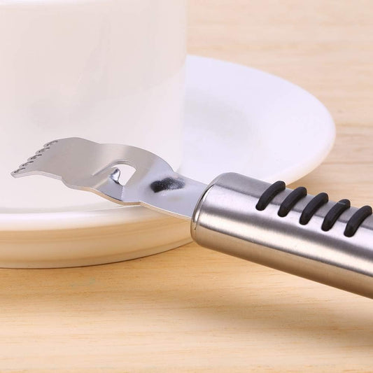 Silver Lemon Zester Peeler, Stainless Steel Lemon Lime Orange Peeler with Knife Fruit Zester Citrus Scraper, Handheld Peeling Tool Fruit Orange Peelers Kitchen Tools Graters, Peelers and Slicers