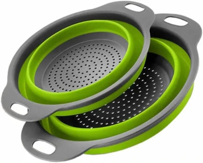 Collapsible Silicone Colander Set of 2 (Large & Small) (Green)