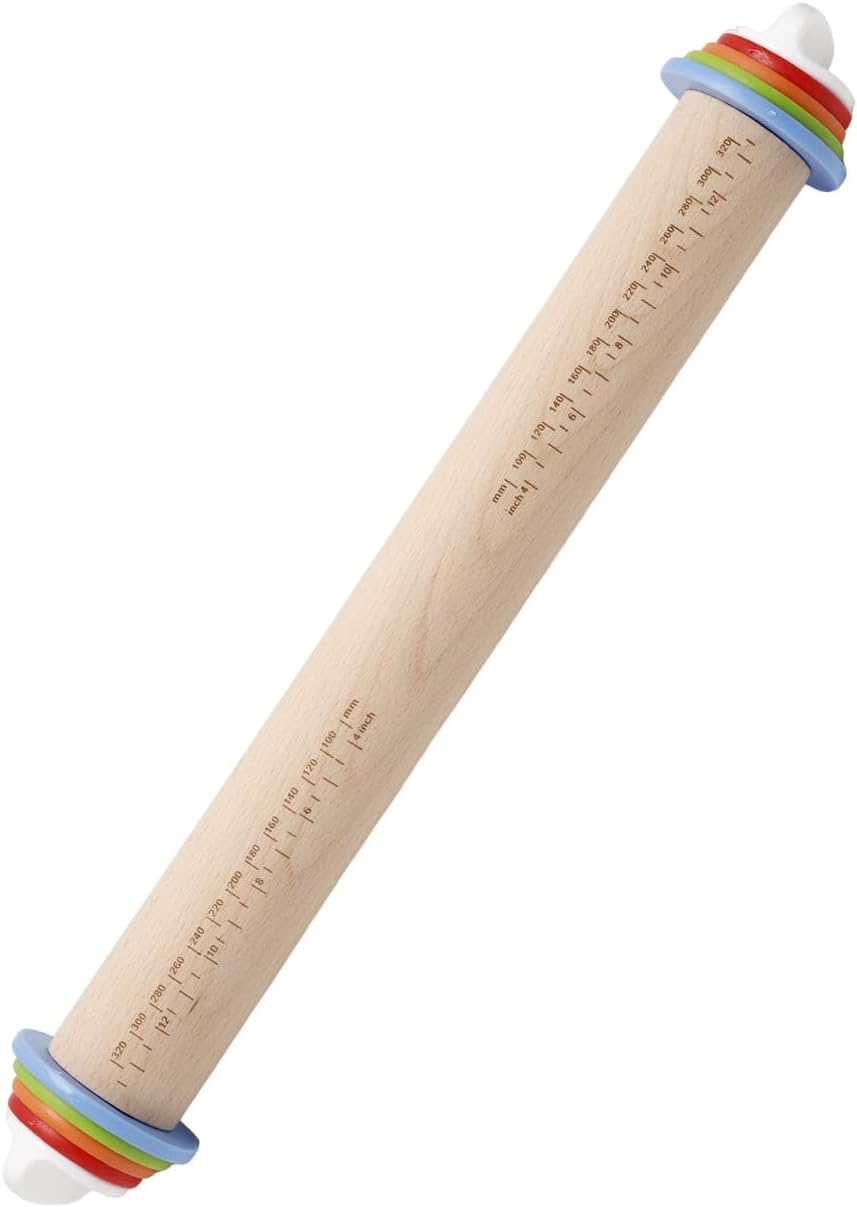 Silicone Rolling Pin with Thickness Rings, Adjustable Designs for Fondant, Cookie Decorating, Pasta, Pizza, 23.6 inch Purple Large Long Pin