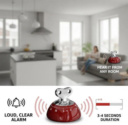 Retro Kitchen Timer Magnetic Mechanical 60 Minute Wind Up Timer No Batteries, Loud Alarm Timer for Cooking, Baking, Classroom, ABS Portable Kitchen Timer, Magnetic Mechanical Timing(White)