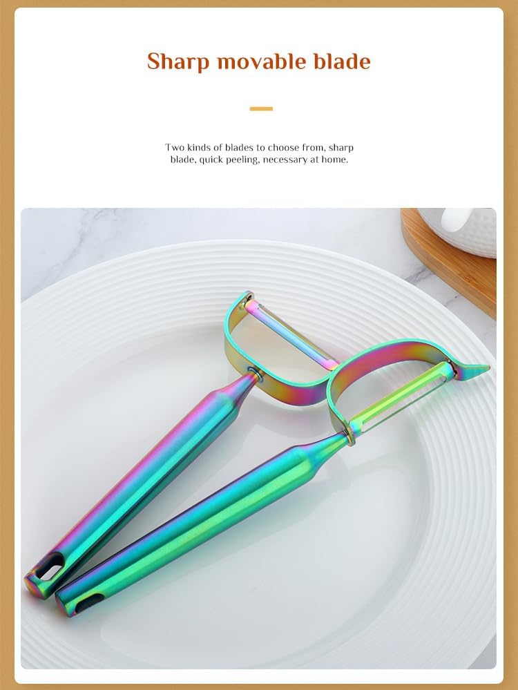 Stainless Steel Vegetable Peeler Gold 2 Pieces, with Potato Eye Remover & Swiveling Twin Blades, Y Shaped Titan Potato Peeler for Fruit & Veggie, Dishwasher Safe