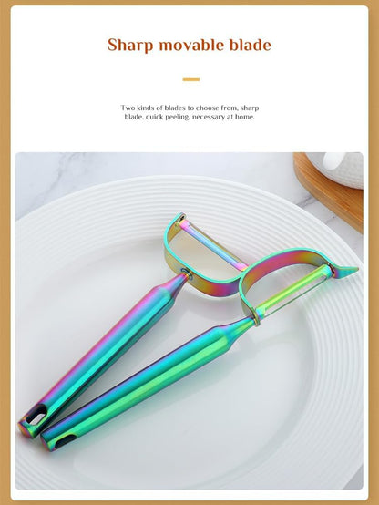Stainless Steel Vegetable Peeler Gold 2 Pieces, with Potato Eye Remover & Swiveling Twin Blades, Y Shaped Titan Potato Peeler for Fruit & Veggie, Dishwasher Safe