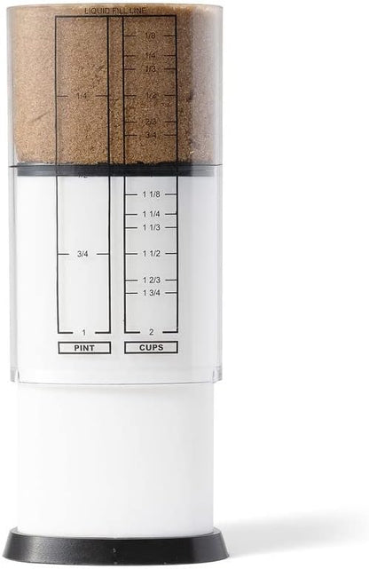 KitchenArt 2 Cup Tri Adjust A-Cup, Easy Pour Measuring Cup, 3.25x3.25x6", Black/White