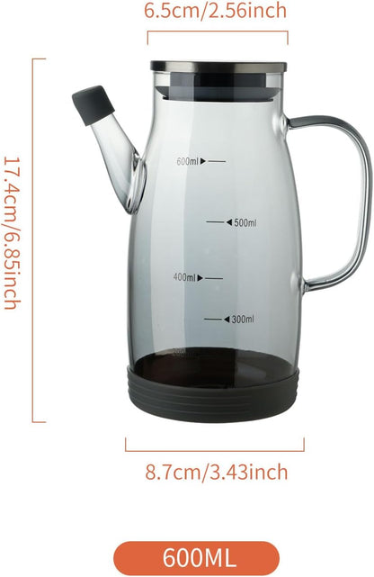 Large Glass Oil Dispenser Bottle for Kitchen Cooking Recipiente Para Aceite De Cocina Olive Oil Vinegar Dispenser Cruet Stainless Steel Lid No Drip Liquid Container (Clear, 34oz /1000ml)