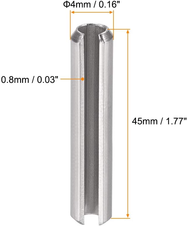 uxcell Slotted Spring Pin - M4 x 30mm 304 Stainless Steel Split Spring Roll Dowel Pins Plain Finish 20Pcs