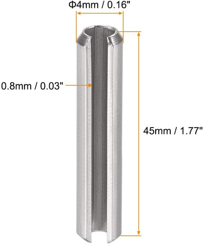 uxcell Slotted Spring Pin - M4 x 30mm 304 Stainless Steel Split Spring Roll Dowel Pins Plain Finish 20Pcs