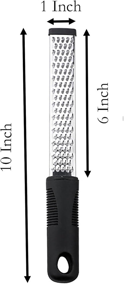 Cheese Grater, 10 Inch x 1 Inch Stainless Steel Vegetables Zester with Rubber Handle for Vegetables, Cheese, Fruits and Lemon (25cm)