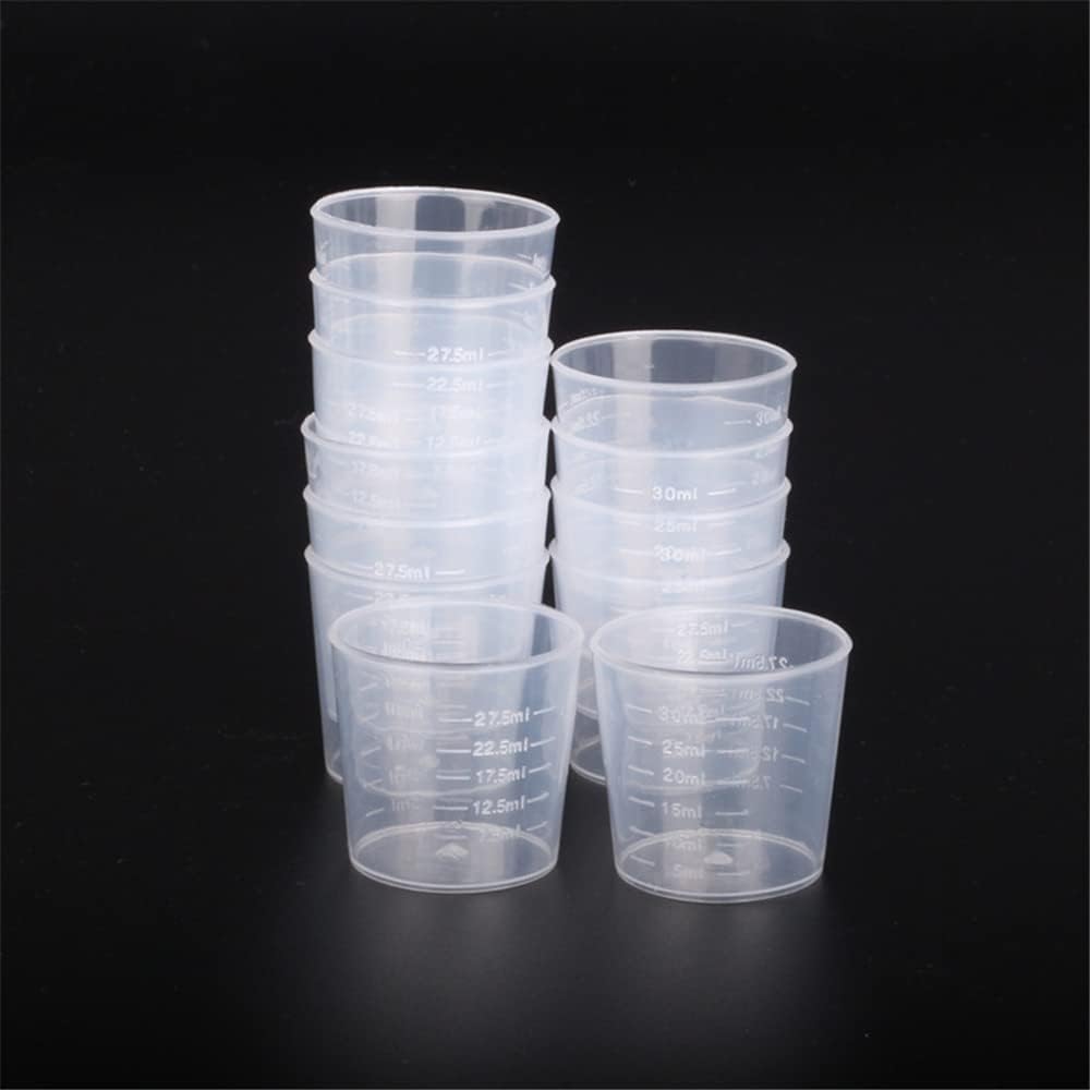 4 Pcs 100ml/3.4oz Plastic Graduated Cup Clear Measuring Cup Multipurpose Mixing Cups for Kitchen Cooking Medicine Measure Tool