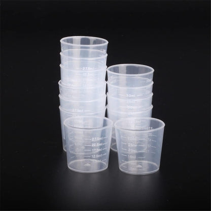 4 Pcs 100ml/3.4oz Plastic Graduated Cup Clear Measuring Cup Multipurpose Mixing Cups for Kitchen Cooking Medicine Measure Tool