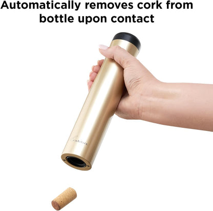 Rabbit Automatic Electric Corkscrew Wine Opener, Cordless Rechargeable, One-Touch Operation, Sleek Shiny Black Finish, Easy to Use for Wine Lovers