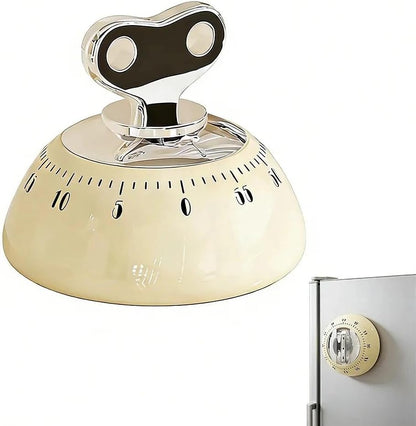 Retro Kitchen Timer Magnetic Mechanical 60 Minute Wind Up Timer No Batteries, Loud Alarm Timer for Cooking, Baking, Classroom, ABS Portable Kitchen Timer, Magnetic Mechanical Timing(White)