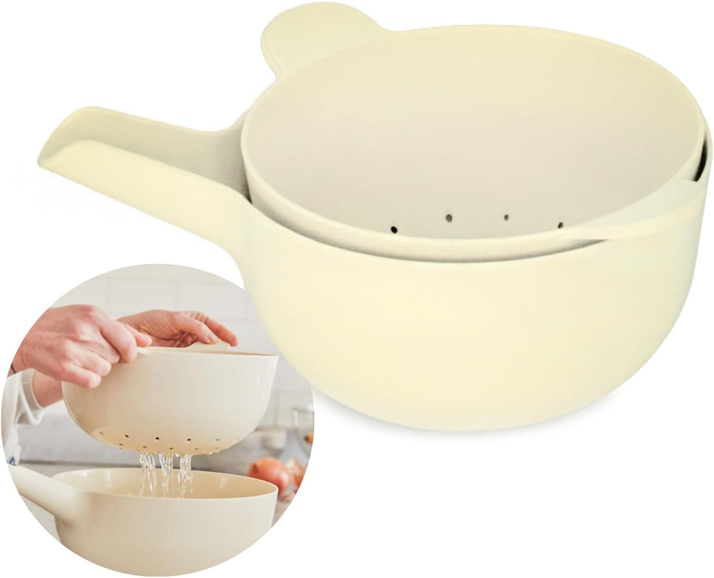EKOBO Small Mixing Bowl and Colander Set Tomato– 60 oz BPA-Free Eco-Composite – Nesting Kitchen Mixing Bowls for Washing Mixing Serving – Compact Dishwasher Safe Kitchen Essentials