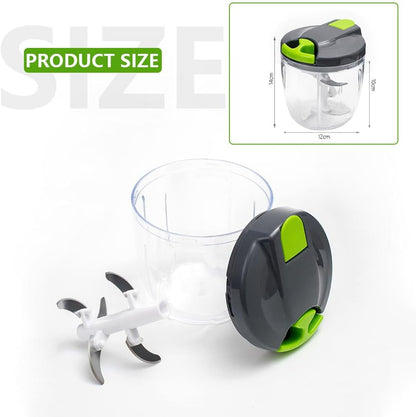 Multi-Function Manual Food Chopper & Processors with Handle and Cover,Vegetable Chopper Shredder,Garlic Press,Suitable for Onions Garlic Peppers Carrots Gingers Fruits,Ideal Gift for Kitchen(Green)
