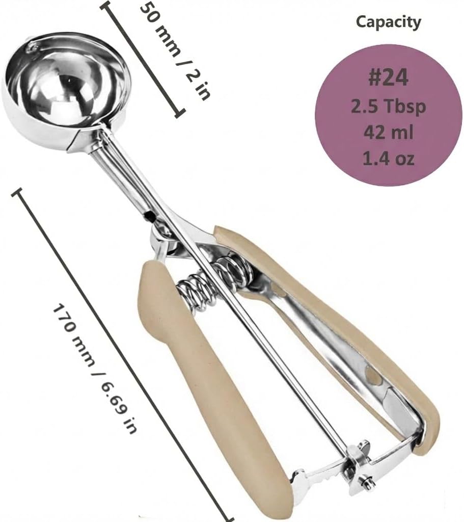 Ice Cream Scoop, 18/8 Stainless Steel Cookie Scoop, Cookie Scoops for Baking, 2 Tbsp/ 30 ml/ 1 oz Cookie Dough Scoop, Ice Cream Scooper with Trigger Release, Cookie Scooper for Baking