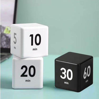 Feilifan Cube Timer, Productivity Cube Rotating Timer for Kitchen Studying Workout Classroom Kids ADHD 1-3-5-10 Minute Preset, White