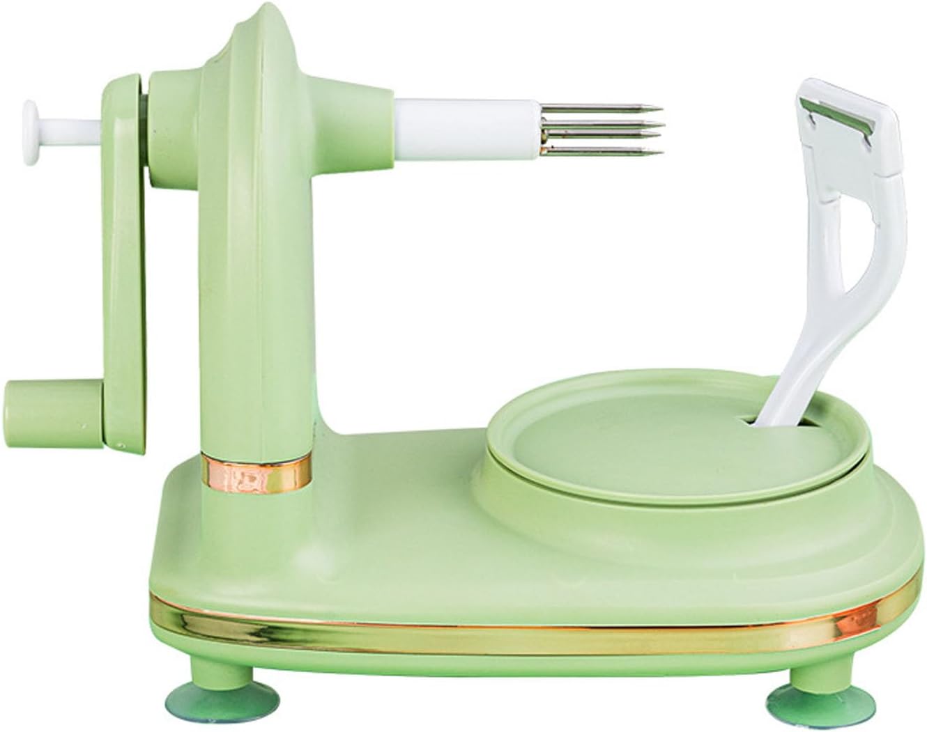 Apple Peeler, Apple Corer Slicer Peeler with Upgraded Stainless Steel Blades Manual Rotating Kitchen Gadget Pear Peeler Includes 2 Replacement Heads for Apple Pear Citrus(Light Green)