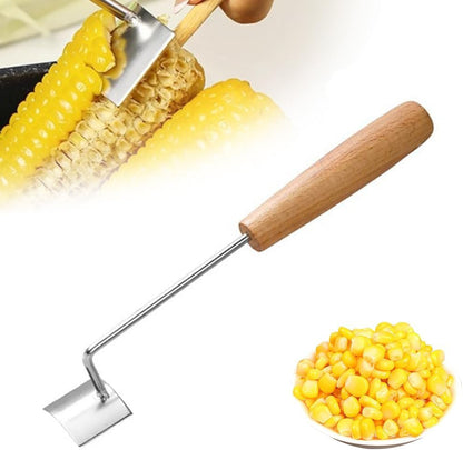 2026 New Corn Peeler, Corn Cob Stripper Tool Stainless Steel Corn Peeler for Corn on the Cob Multifunctional Kitchen Gadget Corn On Cob Remover Cutter Tool (Wood+Silver)
