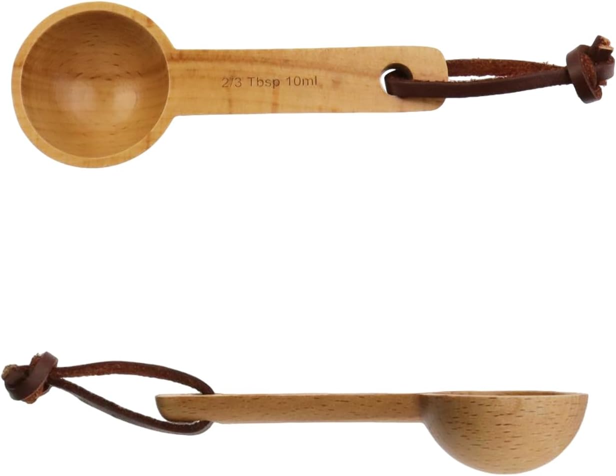 30ml Wood Measuring Spoon and Scoop Wooden Tablespoon 30ml Measuring Scoop 2 TBSP Retro Coffee Spoons for Dry Ingredients Ground Tea Spice (Wood Color, 2TBSP)