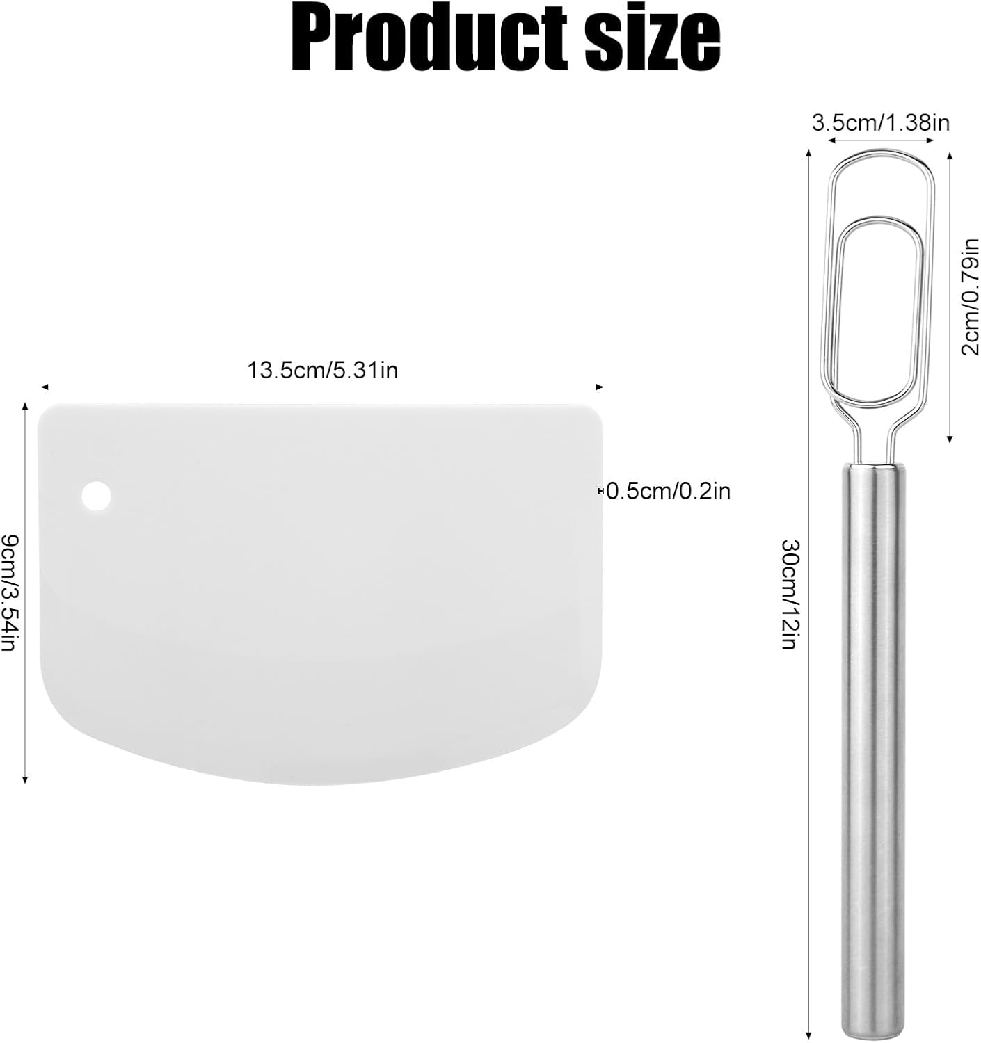 Danish Dough Whisk for Sourdough Starter, 30cm/12in Stainless Steel Dutch Bread Whisk & Dough Hook Mixer Tool Reaches Jar Bottom for Pizza Cooking Baking Dishwasher Safe